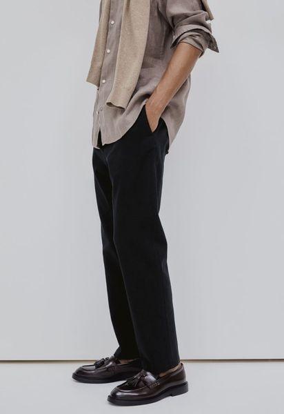 Чоловічі лляні штани Regular Fit Н&М (56931) S Чорні 56931 фото