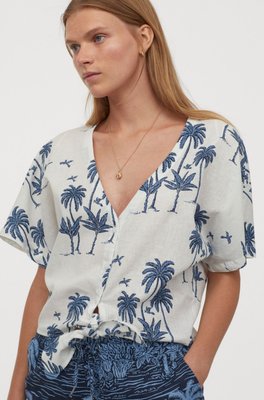 Жіноча лляна блуза Н&М (57054) L Біла 57054 фото