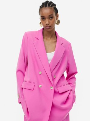 Женский двухбортный пиджак оверсайз Н&М (56591) XS Розовый 56591 фото
