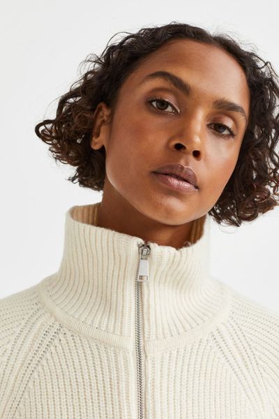Жіночий светр на блискавці Н&М (10048) XL Молочний  10048 фото