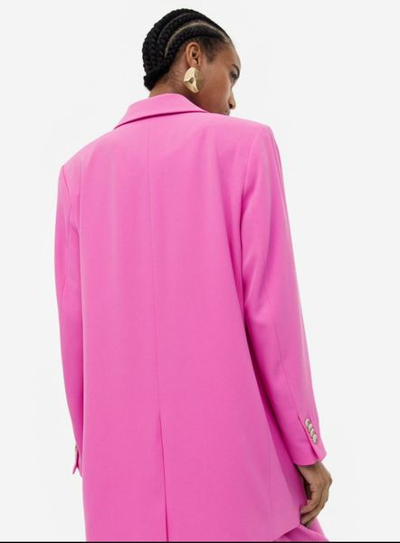 Жіночий двобортний піджак оверсайз Н&М (56591) XS Рожевий 56591 фото