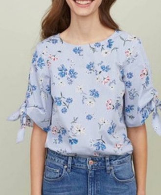 Жіноча блузка у квітковий візерунок Н&М (57108) XXL Синя 57108 фото