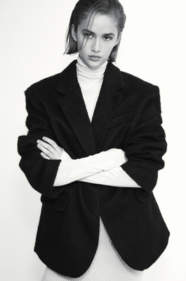 Женский оверсайз пиджак из шерстяной смеси Н&М (56505) XS Черный 56505 фото