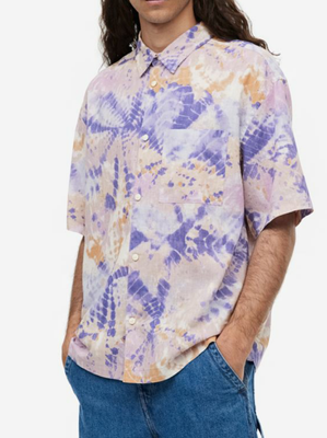 Мужская рубашка с коротким рукавом Н&М (55855) М Фиолетовая 55855 фото