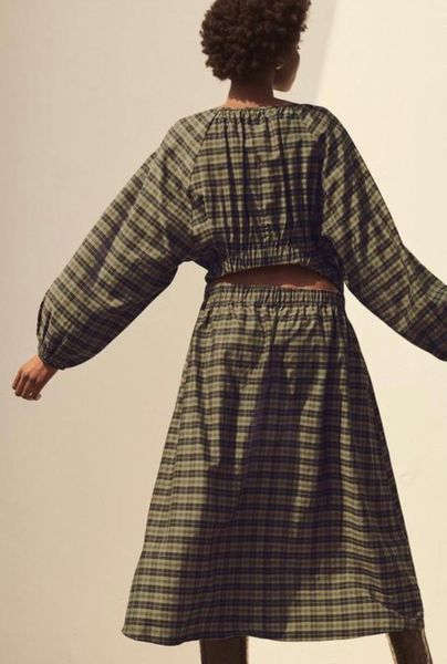 Жіноча довга сукня з принтом клітинка H&M (10202) XS Зелена 10202 фото