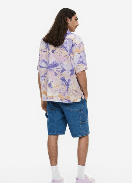 Чоловіча сорочка з коротким рукавом Н&М (55855) М Фіолетова 55855 фото