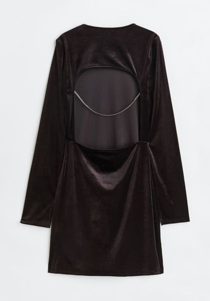 Жіноча велюрова сукня з відкритою спиною Н&М (56730) М Чорна 56730 фото
