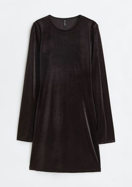 Женское велюровое платье с открытой спиной Н&М (56730) М Черное  56730 фото