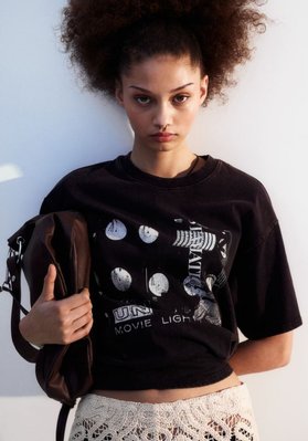 Женская футболка оверсайз с принтом Н&М (56920) XS Черная 56920 фото