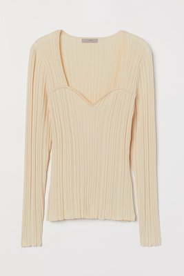 Женский трикотажный свитер в рубчик H&M (10205) S Бежевый 10205 фото