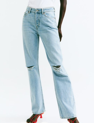 Женские джинсы с прямой завышенной талией в стиле 90-х (55607) W42 Голубые 55607 фото