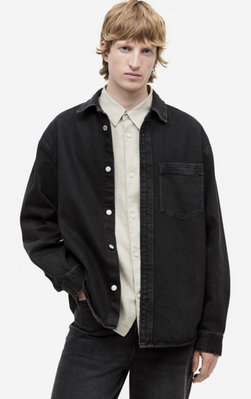 Мужская джинсовая рубашка Н&М (56501) S Черная 56501 фото