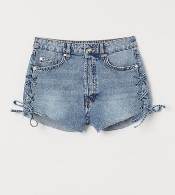 Женские джинсовые шорты с высокой талией Н&М (56896) W34 Синие 56896 фото