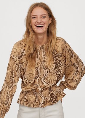 Женская блуза змеиного принта H&M (10209) L Коричневая 10209 фото
