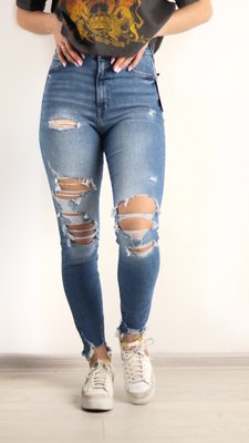 Женские джинсы с высокой талией Super skinny Н&М (55703) W28 L32 Синие 55703 фото