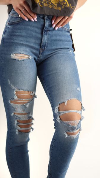 Жіночі джинси з високою талією Super skinny Н&М (55703) W28 L32 Сині 55703 фото