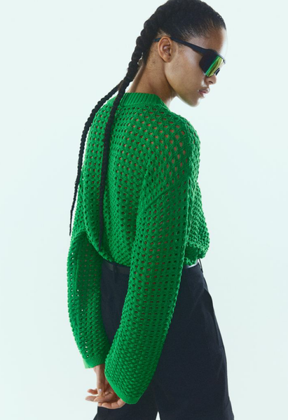 Жіночий ажурний светр Н&М (56132) XS Зелений 56132 фото