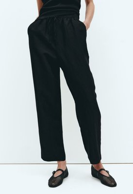 Жіночі звужені штани з лляної суміші Н&М (56906) XS Чорні 56906 фото