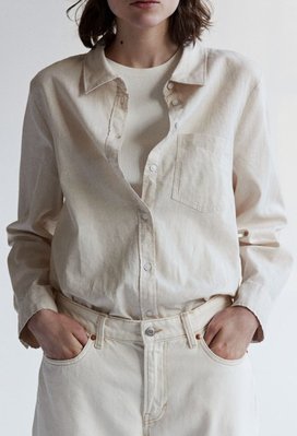 Жіноча лляна сорочка Н&М (57114) М Світло-бежева 57114 фото