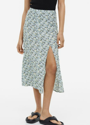 Женская длинная юбка в цветочный принт Н&М (55774) XS Голубая 55774 фото