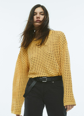 Жіночий ажурний светр Н&М (56133) S Жовтий 56133 фото