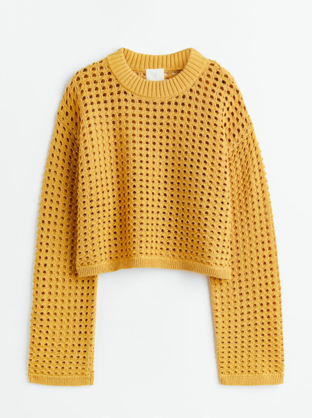 Жіночий ажурний светр Н&М (56133) S Жовтий 56133 фото