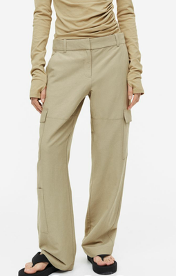 Жіночі штани карго з лляної суміші Н&М (55997) XS Бежеві 55997 фото