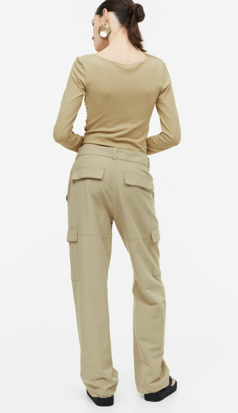 Женские брюки карго из льняной смеси Н&М (55997) XS Бежевые 55997 фото