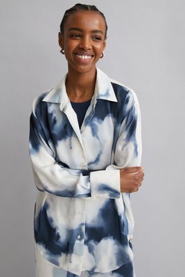 Женская атласная рубашка H&M (10216) XL Синяя 10216 фото