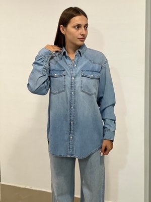 Жіноча джинсова сорочка Н&М (56071) XS Світло-синя 56071 фото