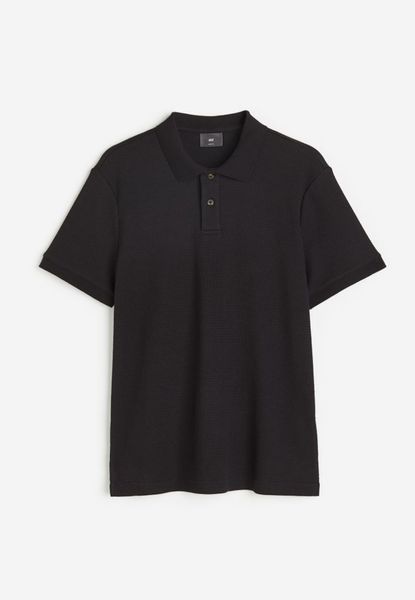 Чоловіча футболка Polo Slim fit H&M (56842) S Чорна 56842 фото