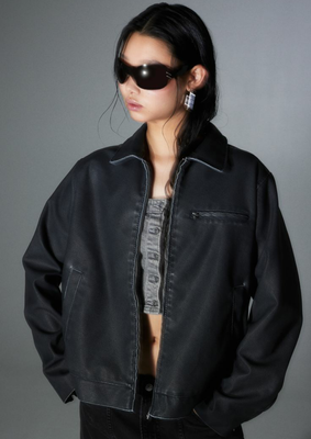 Жіноча куртка з еко-шкіри Н&М (56249) XS Темно-сіра 56249 фото