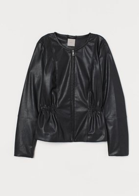 Жіноча приталена куртка з еко-шкіри Н&М (56613) ХS Чорна 56613 фото