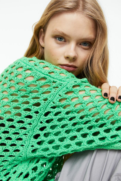 Жіночий асиметричний ажурний светр Н&М (56136) XS Зелений 56136 фото
