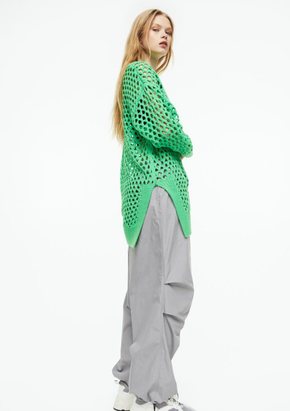 Жіночий асиметричний ажурний светр Н&М (56136) XS Зелений 56136 фото