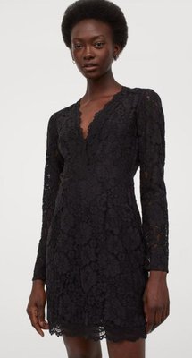 Женское кружевное платье H&M (10219) S Чёрное 10219 фото