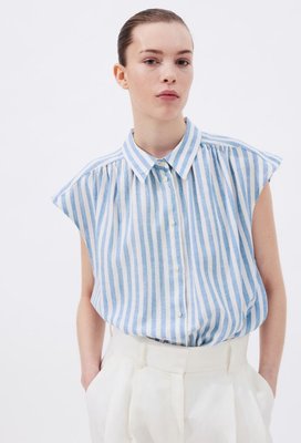 Жіноча лляна сорочка оверсайз без рукавів Н&М (57017) XS Біла 57017 фото
