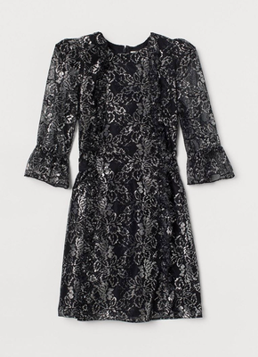 Женское короткое платье в цветочный принт H&M (10222) S Черное 10222 фото