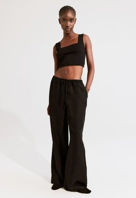 Жіночі прямі штани з лляної суміші Н&М (57136) XS Чорні 57136 фото