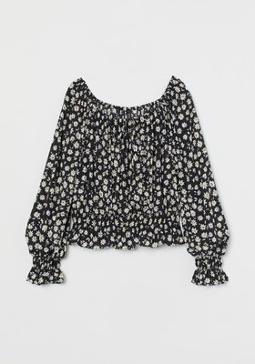 Жіноча блузка у квітковий візерунок Н&М (57069) М Чорна 57069 фото