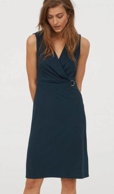 Жіноча трикотажна сукня з V-подібним вирізом Н&М (56716) XS Темно-синя  56716 фото