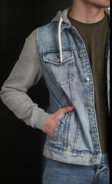 Чоловіча джинсова куртка з капюшоном H&M (55709) XS Синя 55709 фото