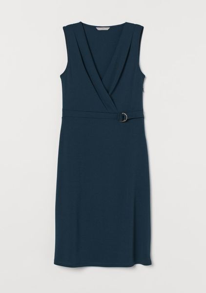 Женское трикотажное платье с V-образным вырезом Н&М (56716) XS Темно-синее 56716 фото