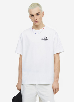 Чоловіча футболка з принтом Н&М (55816) S Біла 55816 фото