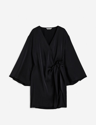 Жіноча атласна сукня на запах H&M (55692) S Чорна 55692 фото