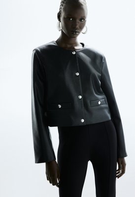 Жіноча куртка з еко-шкіри Н&М (56808) XS Чорна 56808 фото