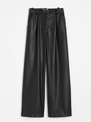 Жіночі елегантні штани з еко-шкіри Н&М (56495) XS Чорні 56495 фото