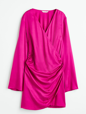 Женское атласное короткое платье H&M (1453) S Розовое 1453 фото