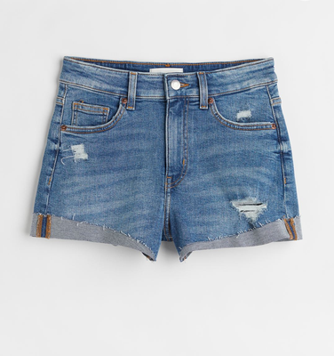 Женские шорты джинсовые Regular waist H&M (55847) W40 Синие 55847 фото