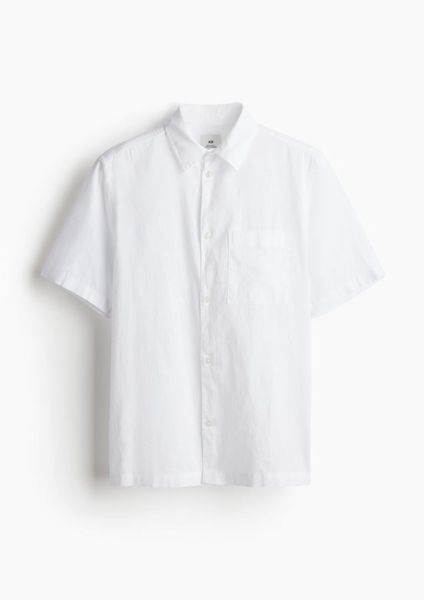 Чоловіча лляна сорочка з короткими рукавами Н&М (56911) М Біла 56911 фото